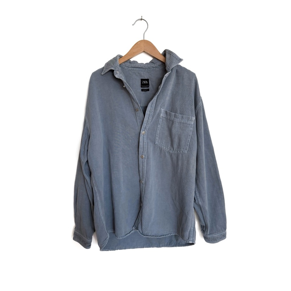 Zara | Men's Denim Button-Up Jacket - Size Large (Relaxed Fit)